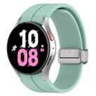 For Samsung Galaxy Watch7 40 / 44mm Magnetic Folding Silver Buckle Silicone Watch Band(Teal Green) - 1