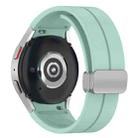For Samsung Galaxy Watch7 40 / 44mm Magnetic Folding Silver Buckle Silicone Watch Band(Teal Green) - 2