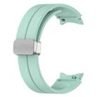 For Samsung Galaxy Watch7 40 / 44mm Magnetic Folding Silver Buckle Silicone Watch Band(Teal Green) - 3