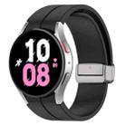 For Samsung Galaxy Watch7 40 / 44mm Magnetic Folding Silver Buckle Silicone Watch Band(Black) - 1