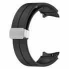 For Samsung Galaxy Watch7 40 / 44mm Magnetic Folding Silver Buckle Silicone Watch Band(Black) - 3