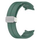 For Samsung Galaxy Watch7 40 / 44mm Magnetic Folding Silver Buckle Silicone Watch Band(Dark Green) - 3