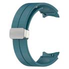 For Samsung Galaxy Watch7 40 / 44mm Magnetic Folding Silver Buckle Silicone Watch Band(Navy Green) - 3