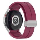 For Samsung Galaxy Watch7 40 / 44mm Magnetic Folding Silver Buckle Silicone Watch Band(Wine Red) - 2