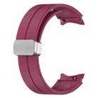 For Samsung Galaxy Watch7 40 / 44mm Magnetic Folding Silver Buckle Silicone Watch Band(Wine Red) - 3