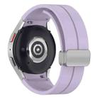 For Samsung Galaxy Watch7 40 / 44mm Magnetic Folding Silver Buckle Silicone Watch Band(Purple) - 2