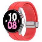 For Samsung Galaxy Watch7 40 / 44mm Magnetic Folding Silver Buckle Silicone Watch Band(Red) - 1