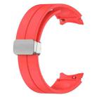 For Samsung Galaxy Watch7 40 / 44mm Magnetic Folding Silver Buckle Silicone Watch Band(Red) - 3
