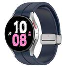 For Samsung Galaxy Watch7 40 / 44mm Magnetic Folding Silver Buckle Silicone Watch Band(Midnight Blue) - 1