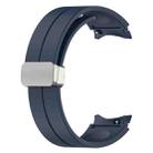 For Samsung Galaxy Watch7 40 / 44mm Magnetic Folding Silver Buckle Silicone Watch Band(Midnight Blue) - 3