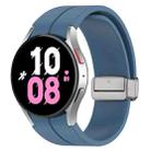 For Samsung Galaxy Watch FE 40mm Magnetic Folding Silver Buckle Silicone Watch Band(Blue) - 1