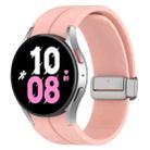 For Samsung Galaxy Watch FE 40mm Magnetic Folding Silver Buckle Silicone Watch Band(Light Pink) - 1