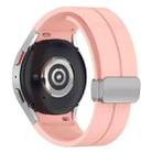 For Samsung Galaxy Watch FE 40mm Magnetic Folding Silver Buckle Silicone Watch Band(Light Pink) - 2