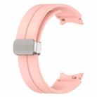 For Samsung Galaxy Watch FE 40mm Magnetic Folding Silver Buckle Silicone Watch Band(Light Pink) - 3