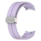 For Samsung Galaxy Watch FE 40mm Magnetic Folding Silver Buckle Silicone Watch Band(Purple) - 3