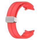 For Samsung Galaxy Watch FE 40mm Magnetic Folding Silver Buckle Silicone Watch Band(Red) - 3