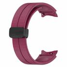 For Samsung Galaxy Watch7 40 / 44mm Magnetic Folding Black Buckle Silicone Watch Band(Wine Red) - 3