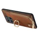 For Honor X6a Cross Leather Ring Vertical Zipper Wallet Back Phone Case(Brown) - 3