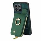 For Honor X6a Cross Leather Ring Vertical Zipper Wallet Back Phone Case(Green) - 2