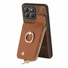 For Honor X8b Cross Leather Ring Vertical Zipper Wallet Back Phone Case(Brown) - 2