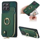 For Honor X8b Cross Leather Ring Vertical Zipper Wallet Back Phone Case(Green) - 1