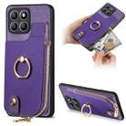 For Honor X8b Cross Leather Ring Vertical Zipper Wallet Back Phone Case(Purple) - 1