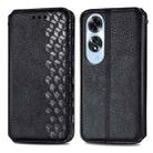 For OPPO A60 Cubic Grid Pressed Magnetic Leather Phone Case(Black) - 2