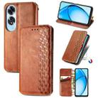 For OPPO A60 Cubic Grid Pressed Magnetic Leather Phone Case(Brown) - 1