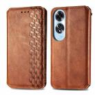 For OPPO A60 Cubic Grid Pressed Magnetic Leather Phone Case(Brown) - 2