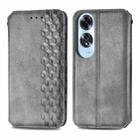 For OPPO A60 Cubic Grid Pressed Magnetic Leather Phone Case(Gray) - 2