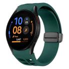 Fof Samsung Galaxy Watch FE 40mm Richard Magnetic Folding Black Buckle Silicone Watch Band(Dark Green) - 1