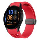 Fof Samsung Galaxy Watch FE 40mm Richard Magnetic Folding Black Buckle Silicone Watch Band(Red) - 1