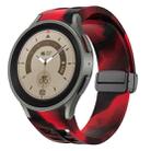 For Sansung Galaxy Watch 5 Pro 45mm Richard Magnetic Folding Black Buckle Silicone Watch Band(Black Red Camouflage) - 1