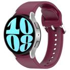 For Samsung Galaxy Watch 6 44mm Solid Color Silver Buckle Quick Release Silicone Watch Band(Wine Red) - 1