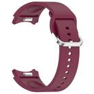 For Samsung Galaxy Watch FE 40mm Solid Color Silver Buckle Quick Release Silicone Watch Band(Wine Red) - 2