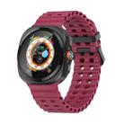 For Samsung Galaxy Watch Ultra 47mm Ocean Dual Row Hole Silicone Watch Band(Wine Red) - 1