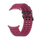 For Samsung Galaxy Watch Ultra 47mm Ocean Dual Row Hole Silicone Watch Band(Wine Red) - 2