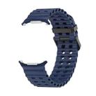 For Samsung Galaxy Watch Ultra 47mm Ocean Dual Row Hole Silicone Watch Band(Dark Blue) - 2