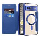 For Google  Pixel 8a Shield Magsafe RFID Anti-theft Rhombus Leather Phone Case(Gemstone Blue) - 1