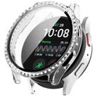 For Samsung Galaxy Watch 7 40mm Single Row Diamond PC + Tempered Film Integrated Watch Protective Case(Transparent White) - 1