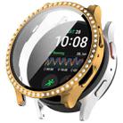 For Samsung Galaxy Watch 7 40mm Single Row Diamond PC + Tempered Film Integrated Watch Protective Case(Gold) - 1