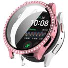 For Samsung Galaxy Watch 7 44mm Single Row Diamond PC + Tempered Film Integrated Watch Protective Case(Pink) - 1