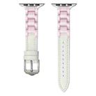 For Apple Watch Series 9 45mm Ceramic Color Buckle Contrast Leather Watch Band(White+Pink+Silver Buckle) - 1