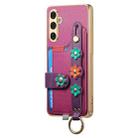 For Samsung Galaxy A54 5G Stereoscopic Flowers Wristband Card Bag Phone Case(Purple) - 2