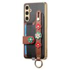 For Samsung Galaxy A54 5G Stereoscopic Flowers Wristband Card Bag Phone Case(Black) - 2