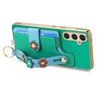 For Samsung Galaxy A54 5G Stereoscopic Flowers Wristband Card Bag Phone Case(Green) - 3