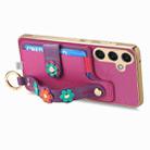 For Samsung Galaxy S24+ 5G Stereoscopic Flowers Wristband Card Bag Phone Case(Purple) - 3