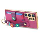 For Samsung Galaxy S24 Ultra 5G Stereoscopic Flowers Wristband Card Bag Phone Case(Purple) - 3