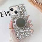 For iPhone 15 Mirror Handmade Bling Rhinestone PC Phone Case(Silver Gray Round) - 1