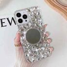 For iPhone 14 Pro Max Mirror Handmade Bling Rhinestone PC Phone Case(Silver Gray Round) - 1